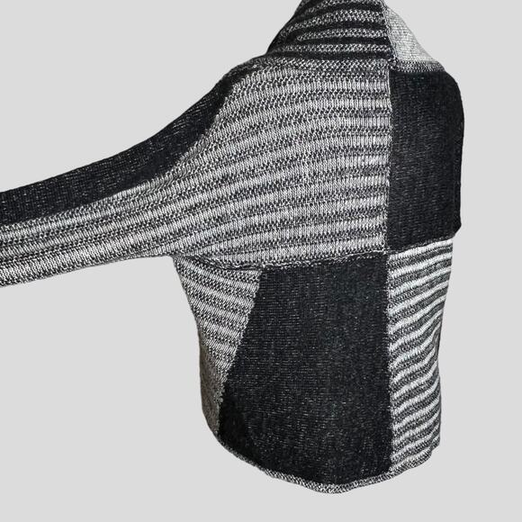 Cabi Womens Cardigan Patchwork Sweater SZ M Wool Blend Open Front Mixed Pattern - Picture 7 of 11